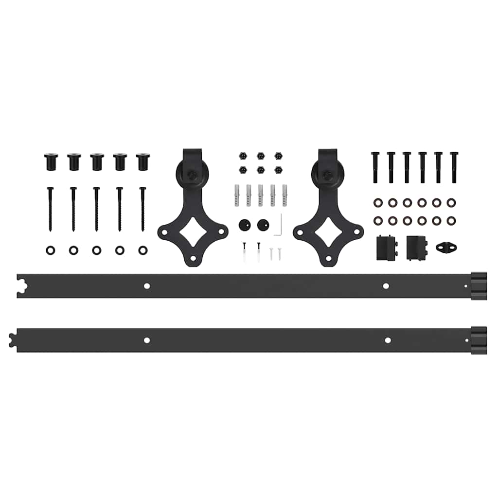 Sliding Door Hardware Kit Steel Black 152.5 cm 1