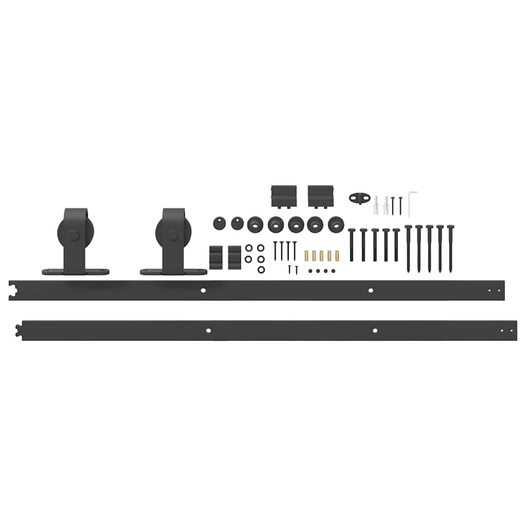 vidaXL Sliding Door Hardware Kit 200 cm Steel Black 5