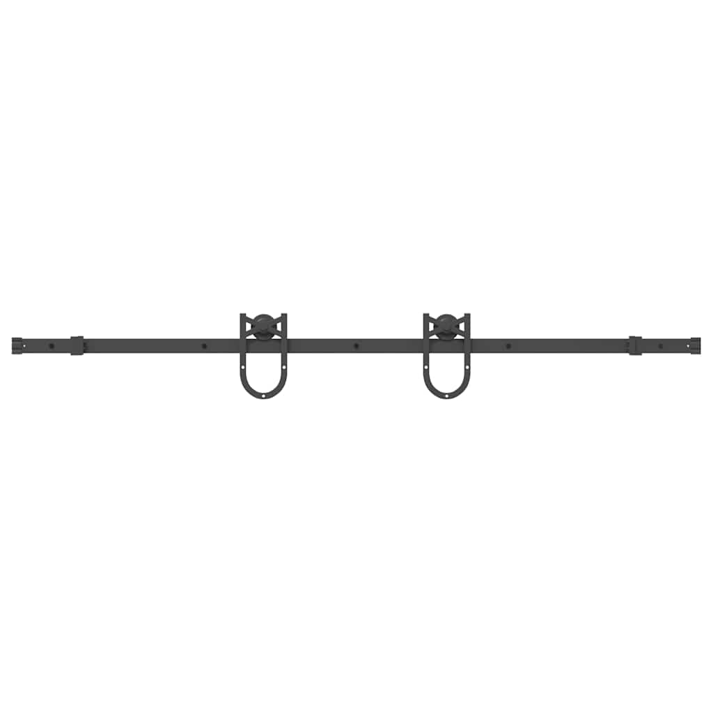 vidaXL Sliding Door Hardware Kit 183 cm Steel Black 2