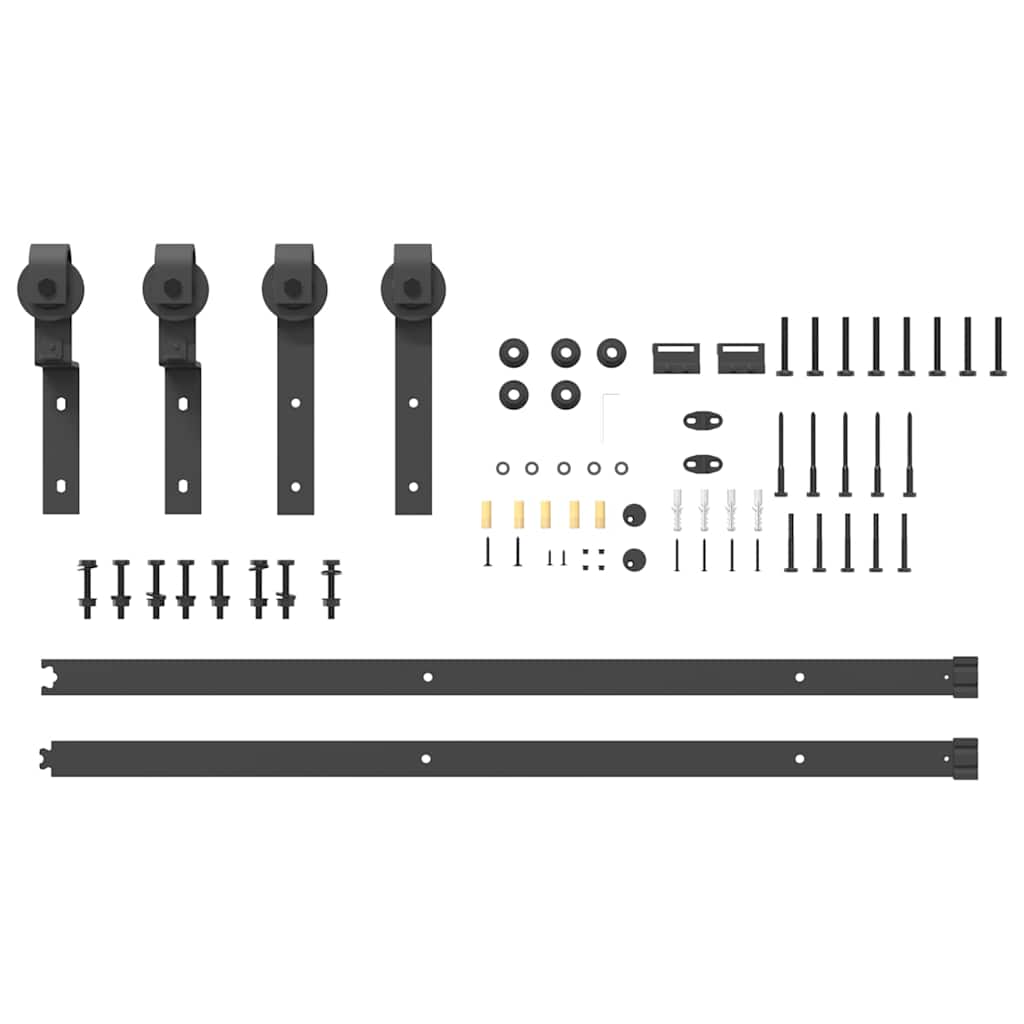 vidaXL Sliding Door Hardware Kit 200 cm Steel Black 5
