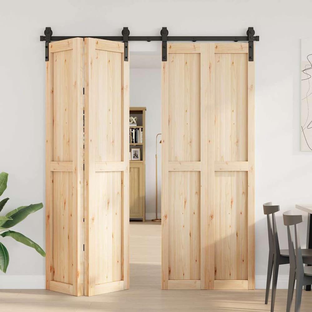 Sliding Door Hardware Kit Steel Black 183 cm