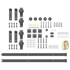 Sliding Door Hardware Kit Steel Black 183 cm