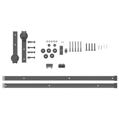 vidaXL Sliding Door Hardware Kit 183 cm Steel Black 5