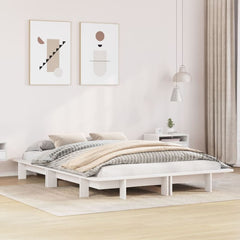 Bed Frame without Mattress Solid Wood Pine Length 190 cm White 135 cm