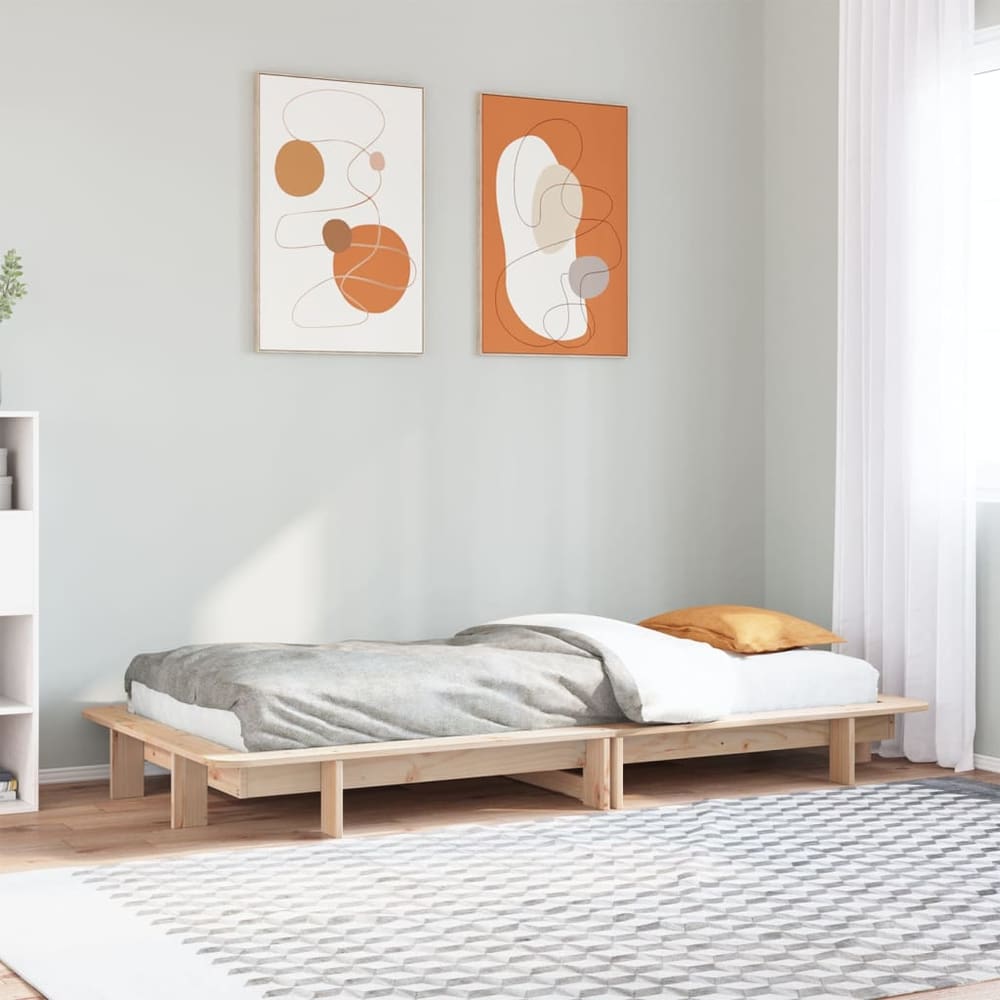 Bed Frame without Mattress Solid Wood Pine Length 190 cm Natural 90 cm