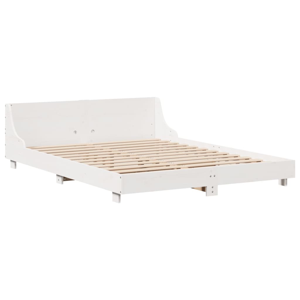 Bed Frame without Mattress Solid Wood Pine Length 200 cm White 150 cm