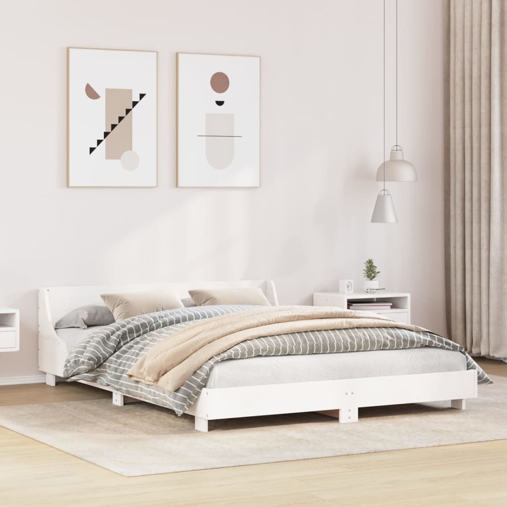 Bed Frame without Mattress Solid Wood Pine Length 200 cm White 150 cm