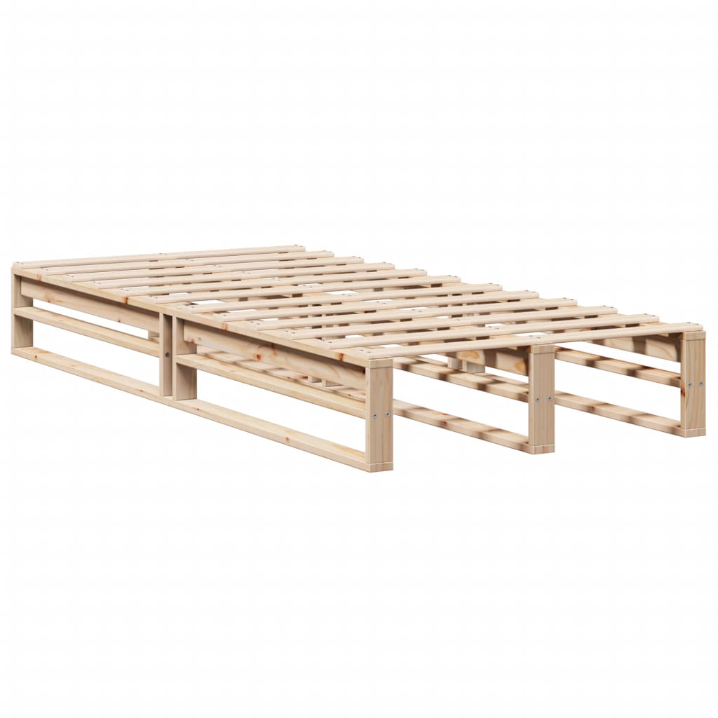 Bed Frame without Mattress Solid Wood Pine Length 190 cm Natural 90 cm