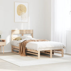 Bed Frame without Mattress Solid Wood Pine Length 190 cm Natural 90 cm