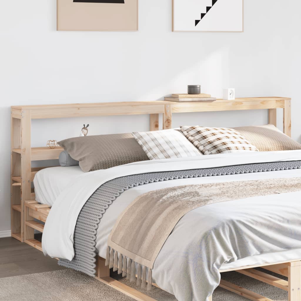 Headboard with Shelves 90 cm Solid Wood Pine Natural 186 x 19 x 82 cm