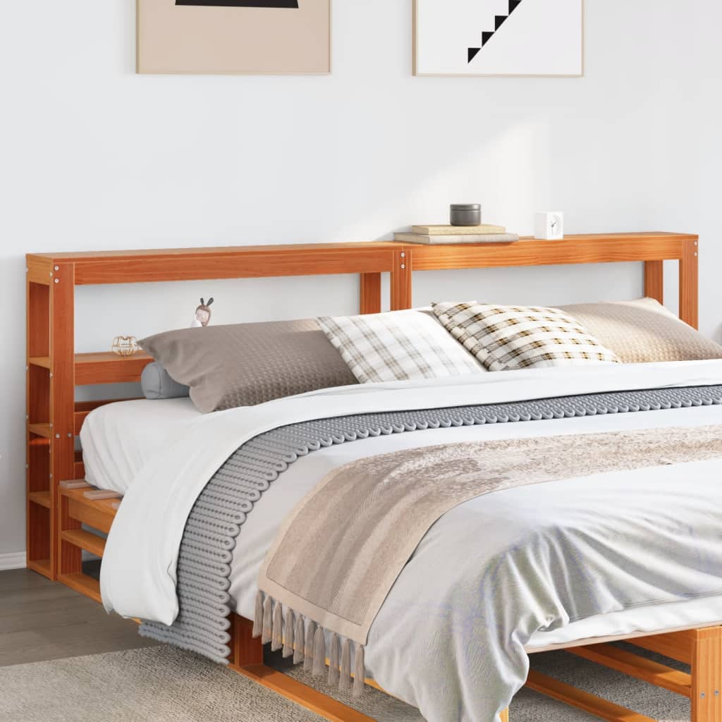 Headboard with Shelves 90 cm Solid Wood Pine Wax Brown 186 x 19 x 82 cm