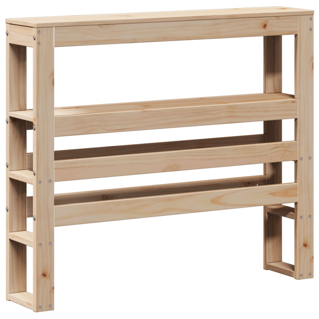 Headboard with Shelves 90 cm Solid Wood Pine Natural 81 x 19 x 82 cm