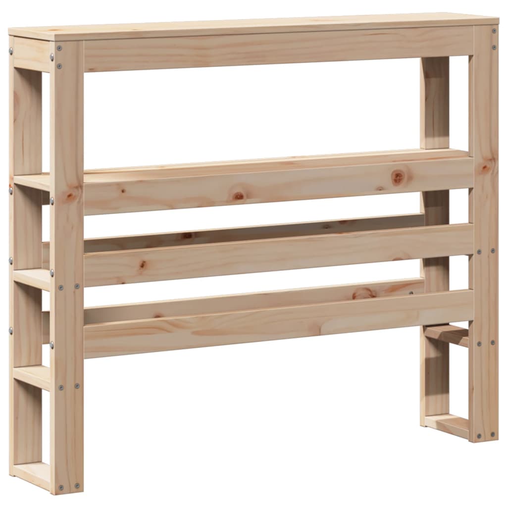 Headboard with Shelves 90 cm Solid Wood Pine Natural 81 x 19 x 82 cm