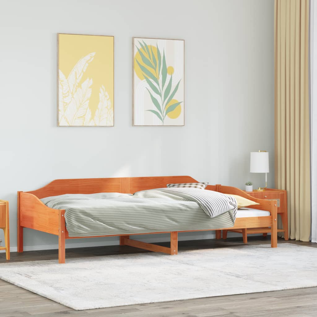 Bed Frame without Mattress Solid Wood Pine Wax brown 80 cm 200 cm