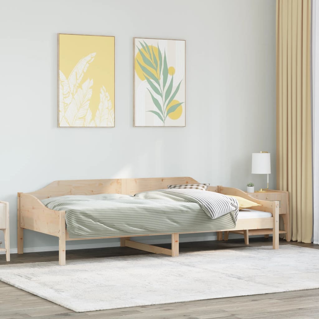 Bed Frame without Mattress Solid Wood Pine Natural 90 cm 200 cm