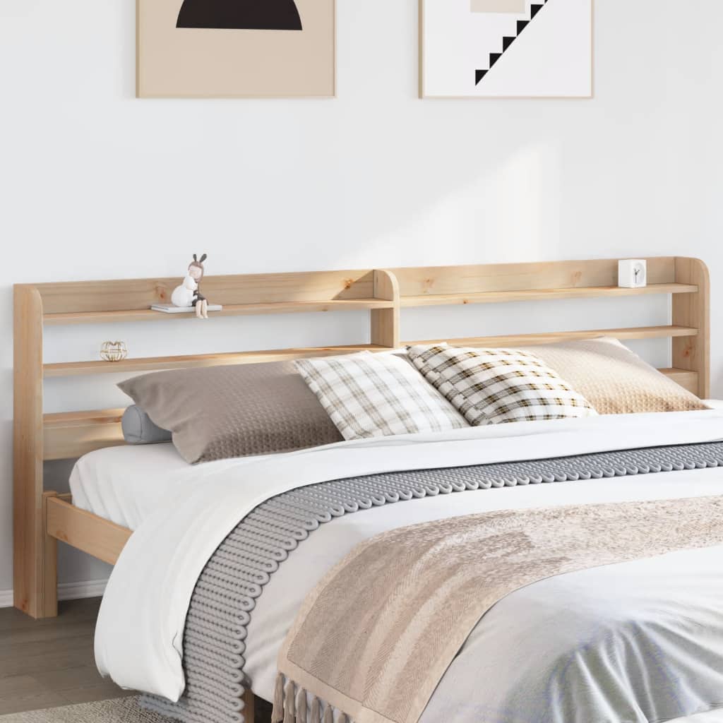 vidaXL Headboard with Shelves 90 cm Solid Wood Pine Natural