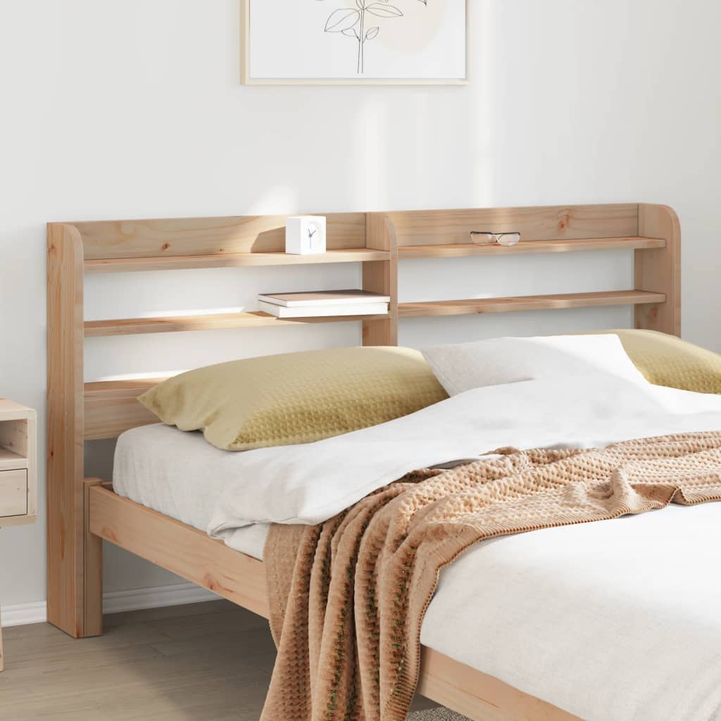 vidaXL Headboard with Shelves 135 cm Solid Wood Pine 1