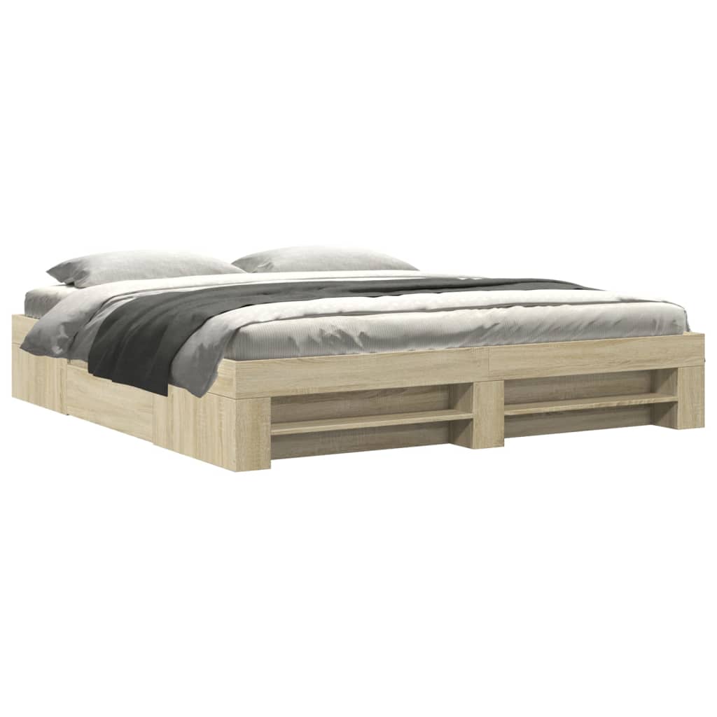 Bed Frame without Mattress Engineered Wood Length 200 cm Sonoma Oak 180 cm
