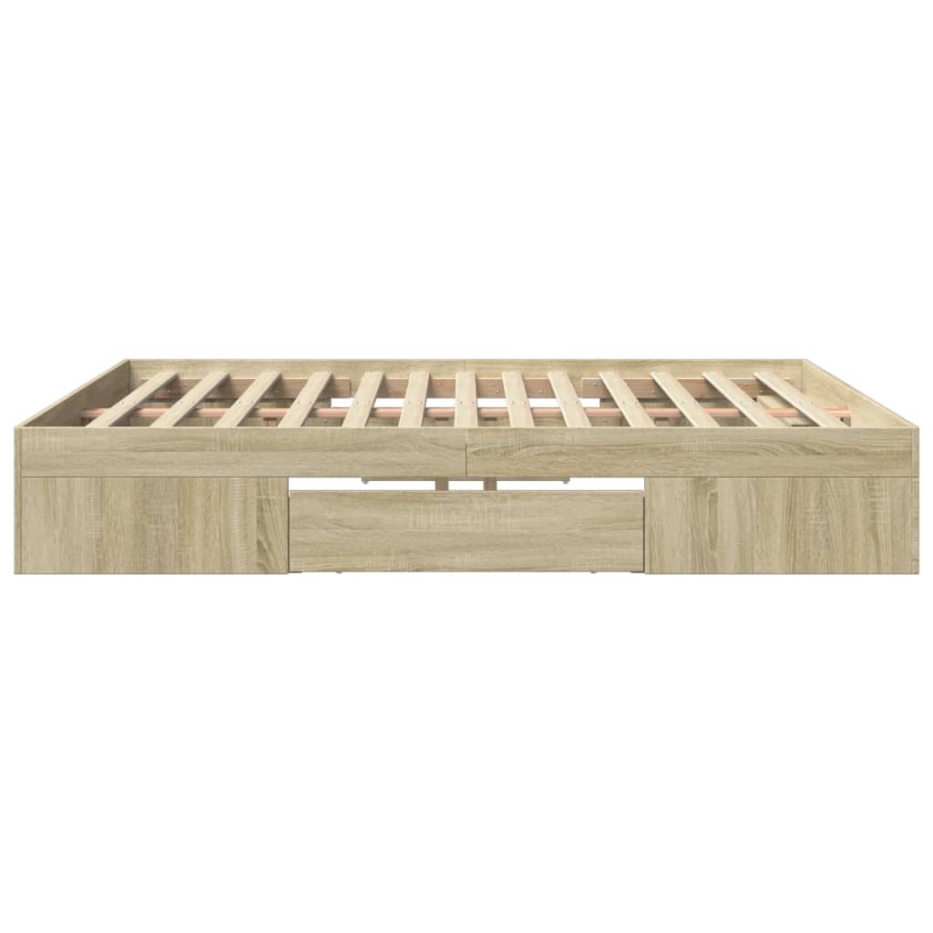 Bed Frame without Mattress Engineered Wood Length 200 cm Sonoma Oak 180 cm