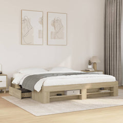 Bed Frame without Mattress Engineered Wood Length 200 cm Sonoma Oak 180 cm