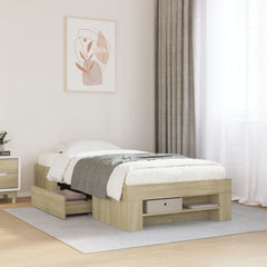 Bed Frame without Mattress Engineered Wood Length 200 cm Sonoma Oak 100 cm