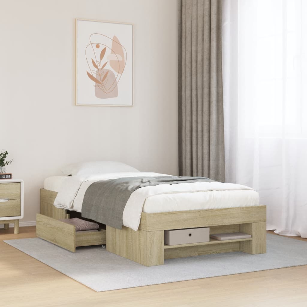Bed Frame without Mattress Engineered Wood Length 200 cm Sonoma Oak 90 cm