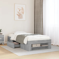 Bed Frame without Mattress 90x190 cm Engineered Wood Grey sonoma