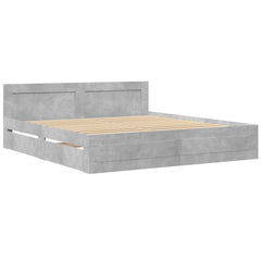 Bed Frame with Headboard Concrete Grey 180 x 200 cm