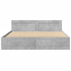 Bed Frame with Headboard Concrete Grey 180 x 200 cm