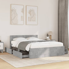 Bed Frame with Headboard Concrete Grey 120 x 200 cm