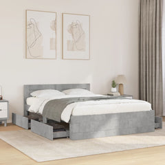 Bed Frame with Headboard Concrete Grey 120 x 190 cm