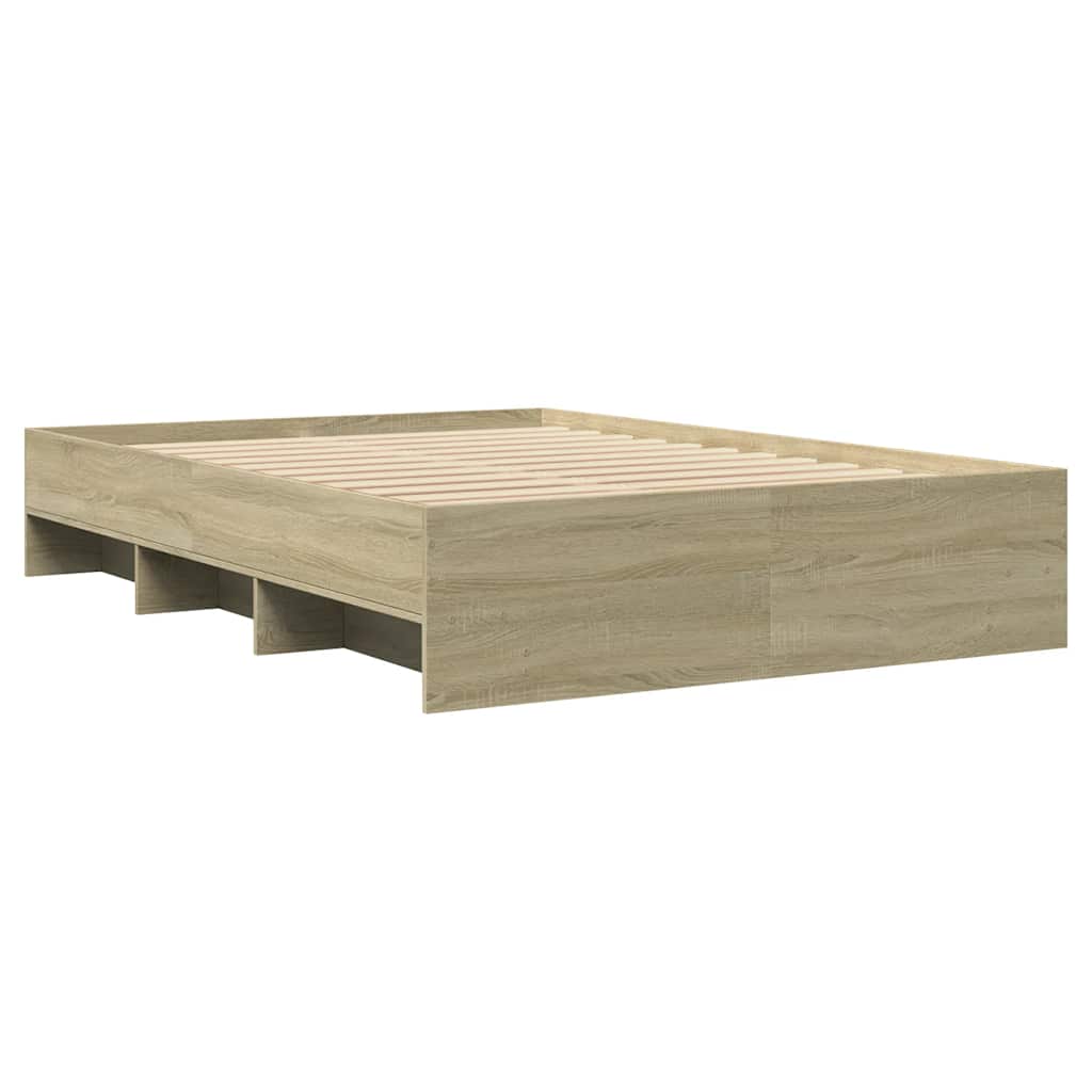 Bed Frame without Mattress 140x190 cm Engineered Wood Sonoma oak