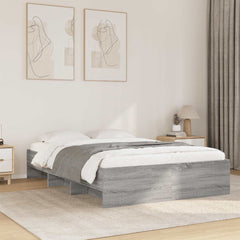 Bed Frame without Mattress 140x190 cm Engineered Wood Grey sonoma