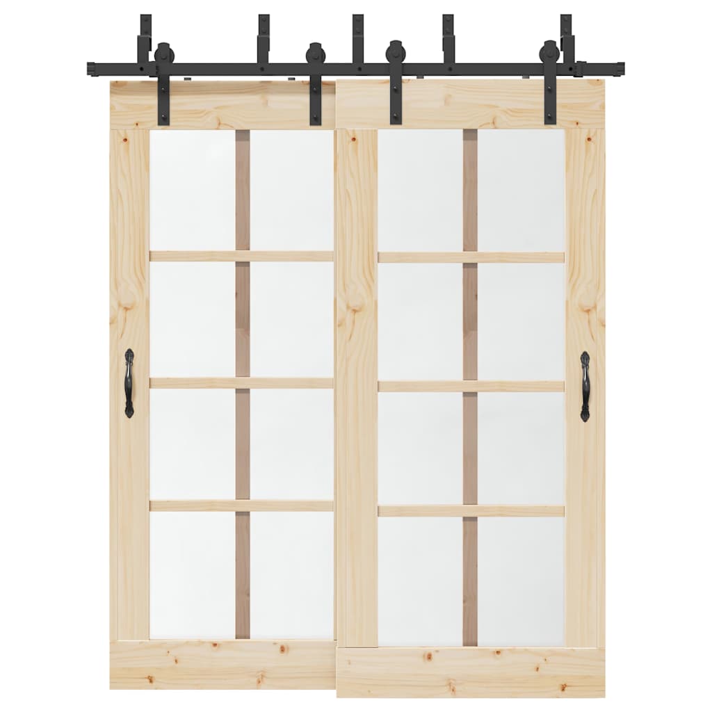 Sliding Door Hardware Kit Steel Black 183 cm 4