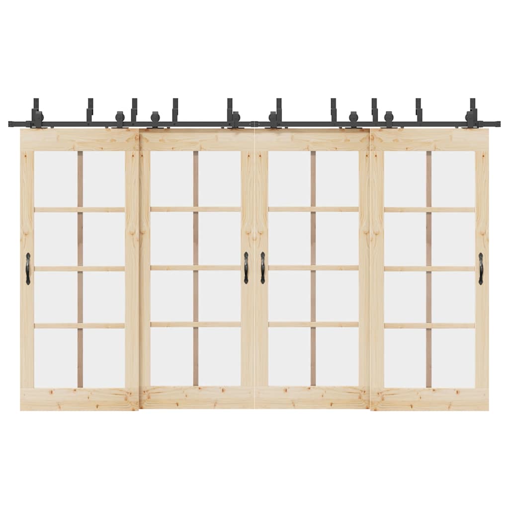 Sliding Door Hardware Kit Steel Black 183 cm 8