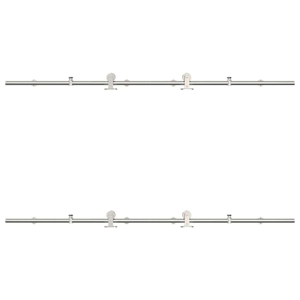 Sliding Door Hardware Kit Stainless Steel Silver 183 cm