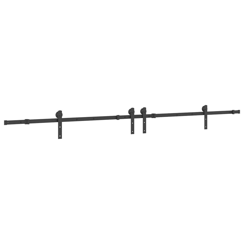Sliding Door Hardware Kit 366 cm Steel Black 152.5 cm