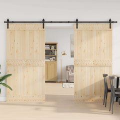 Sliding Door Hardware Kit 366 cm Steel Black 152.5 cm