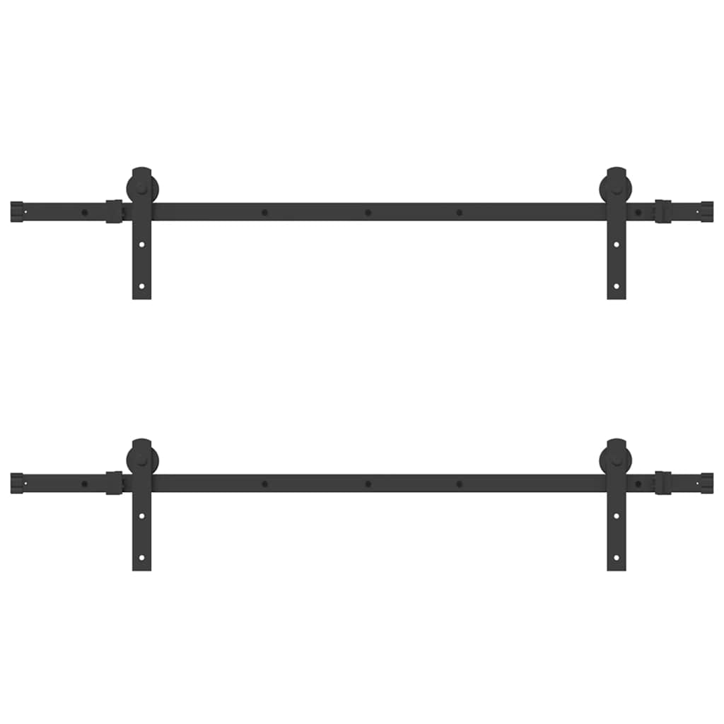 Sliding Door Hardware Kit 366 cm Steel Black 152.5 cm