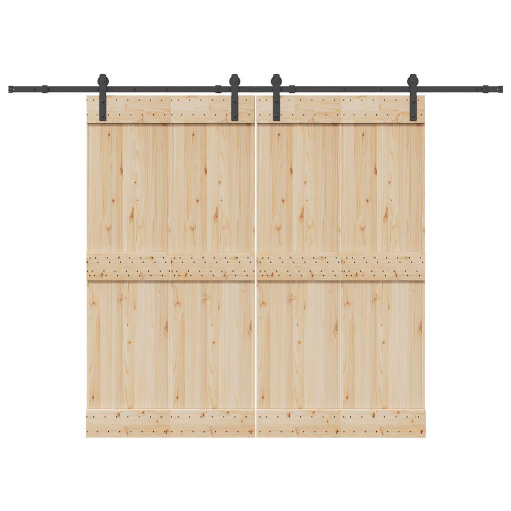 Sliding Door Hardware Kit 366 cm Steel Black 213.5 cm