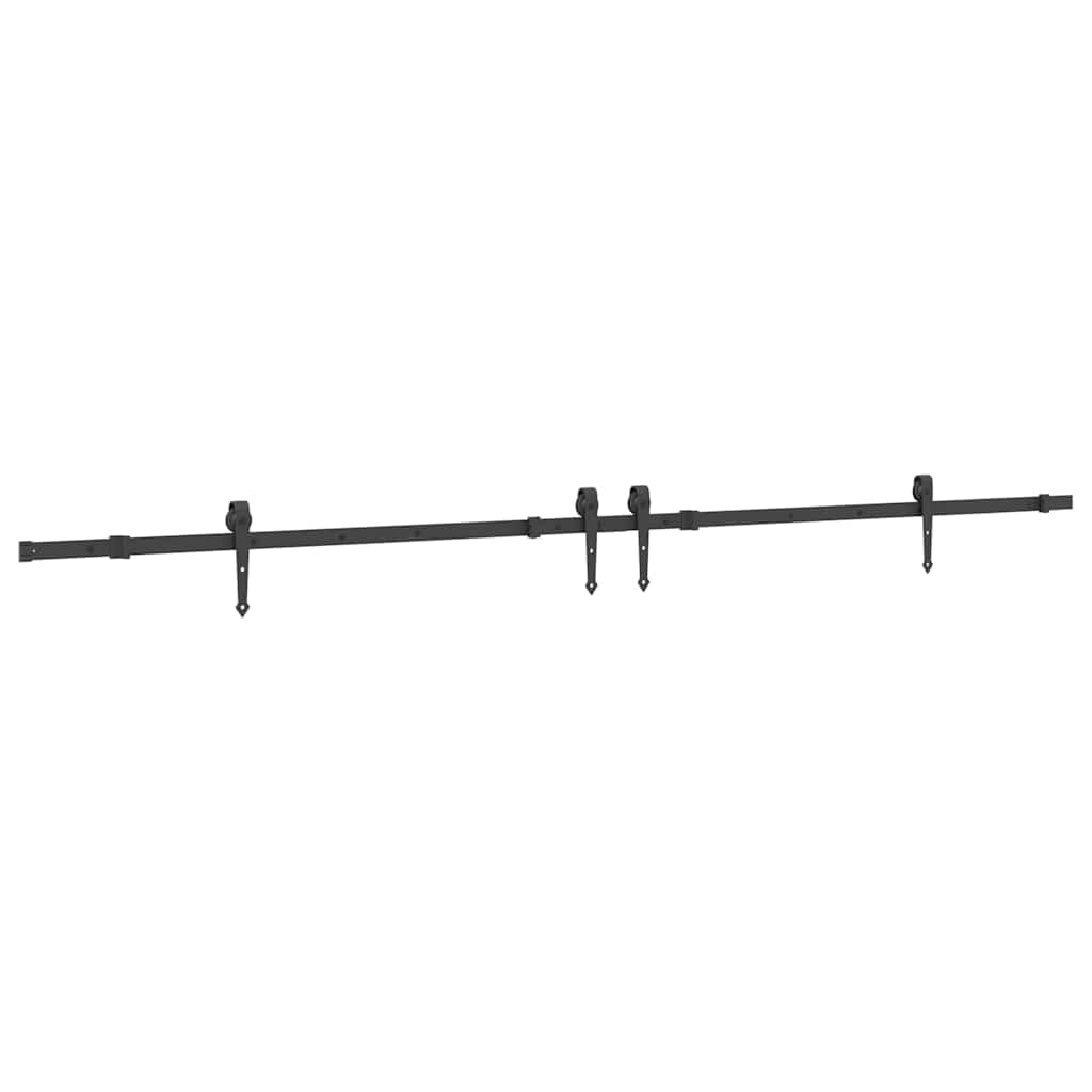 Sliding Door Hardware Kit 305 cm Steel Black 152.5 cm