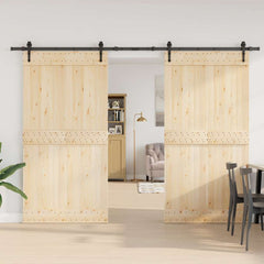 Sliding Door Hardware Kit 305 cm Steel Black 152.5 cm