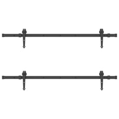 Sliding Door Hardware Kit 305 cm Steel Black 152.5 cm