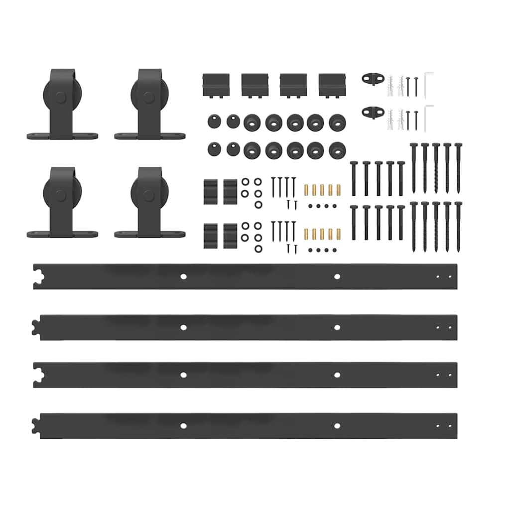 Sliding Door Hardware Kit 366 cm Steel Black 183 cm