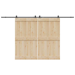 Sliding Door Hardware Kit 366 cm Steel Black 183 cm