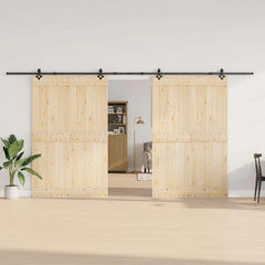 Sliding Door Hardware Kit 305 cm Steel Black 213.5 cm