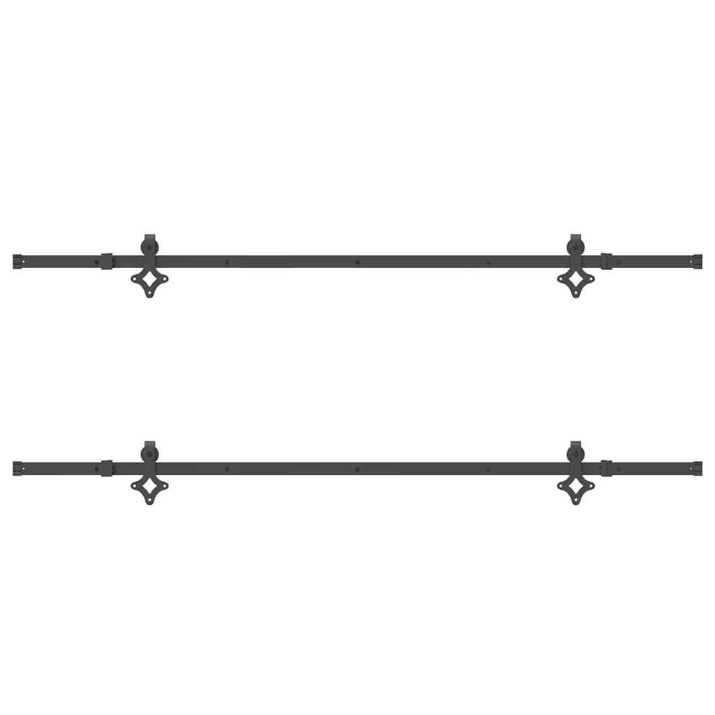 Sliding Door Hardware Kit 305 cm Steel Black 213.5 cm