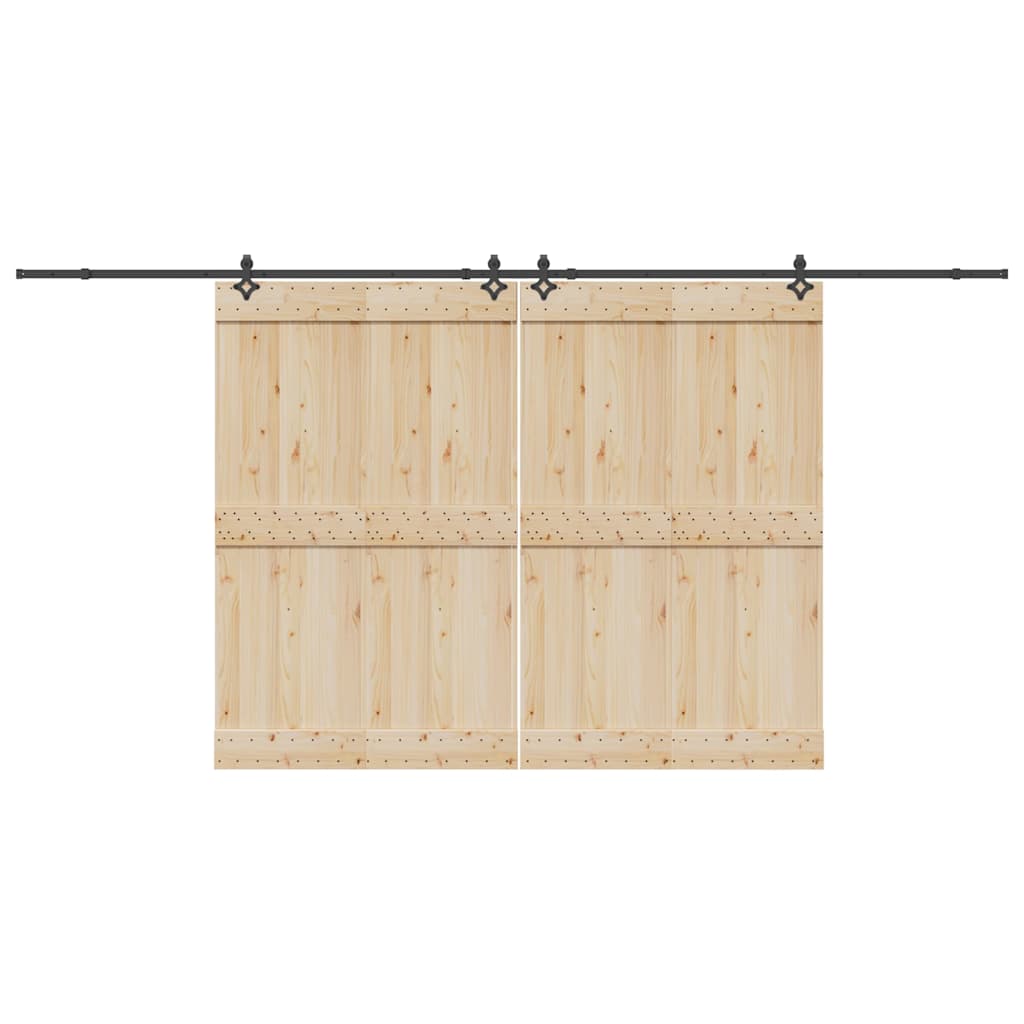 Sliding Door Hardware Kit 305 cm Steel Black 213.5 cm