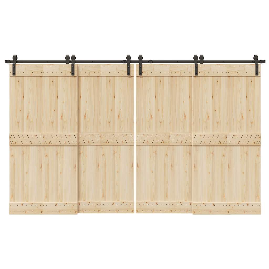 Sliding Door Hardware Kit 366 cm Steel Black 183 cm