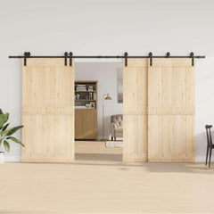 Sliding Door Hardware Kit 366 cm Steel Black 200 cm